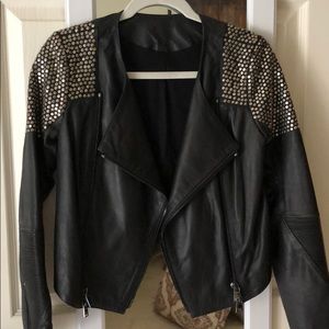 Black leather moto jacket